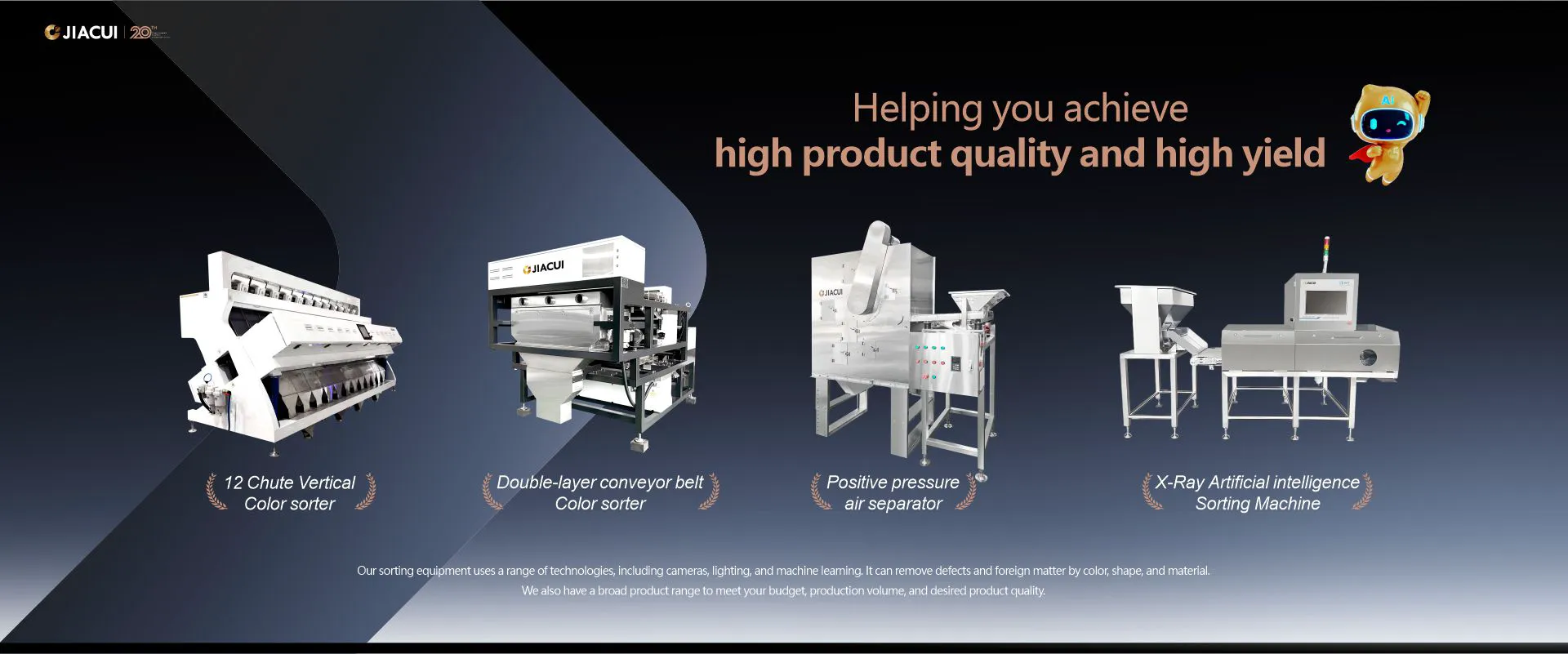 High-Precision CCD  Optical Color Sorter with AI Deep Learning Technology