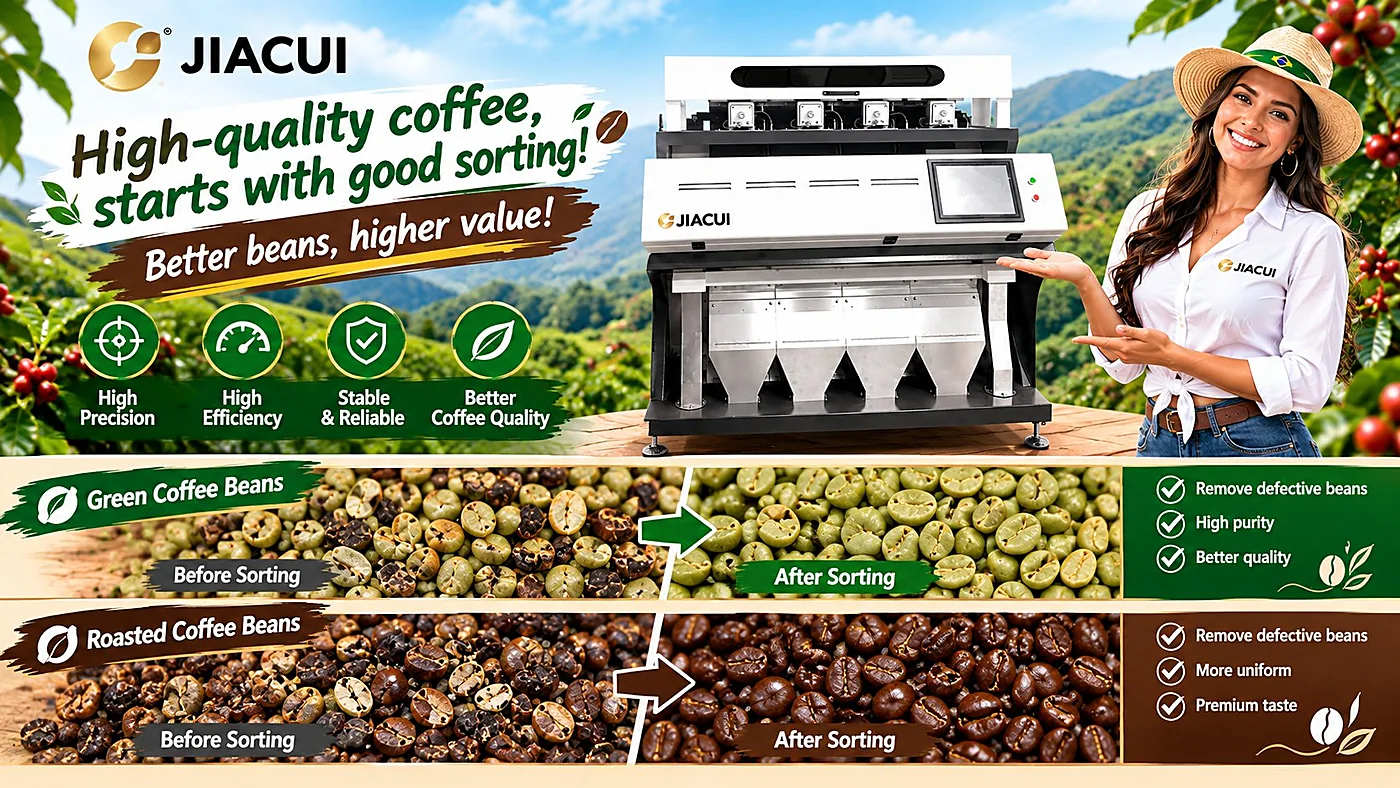 JIACUI AI coffee bean color sorter machine sorting green and roasted coffee beans