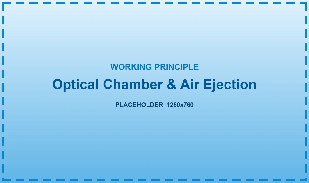 Working principle of a cashew color sorter: kernel inspection chamber and air-jet ejection